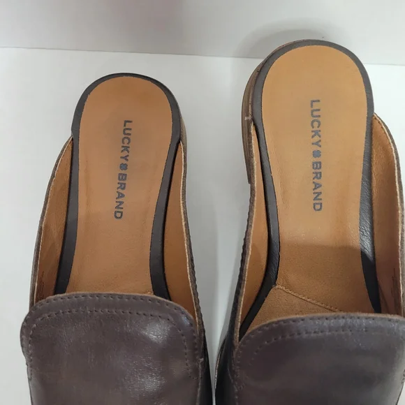 Lucky Brand brown leather slide on loafers women size 8M - Picture 3 of 10